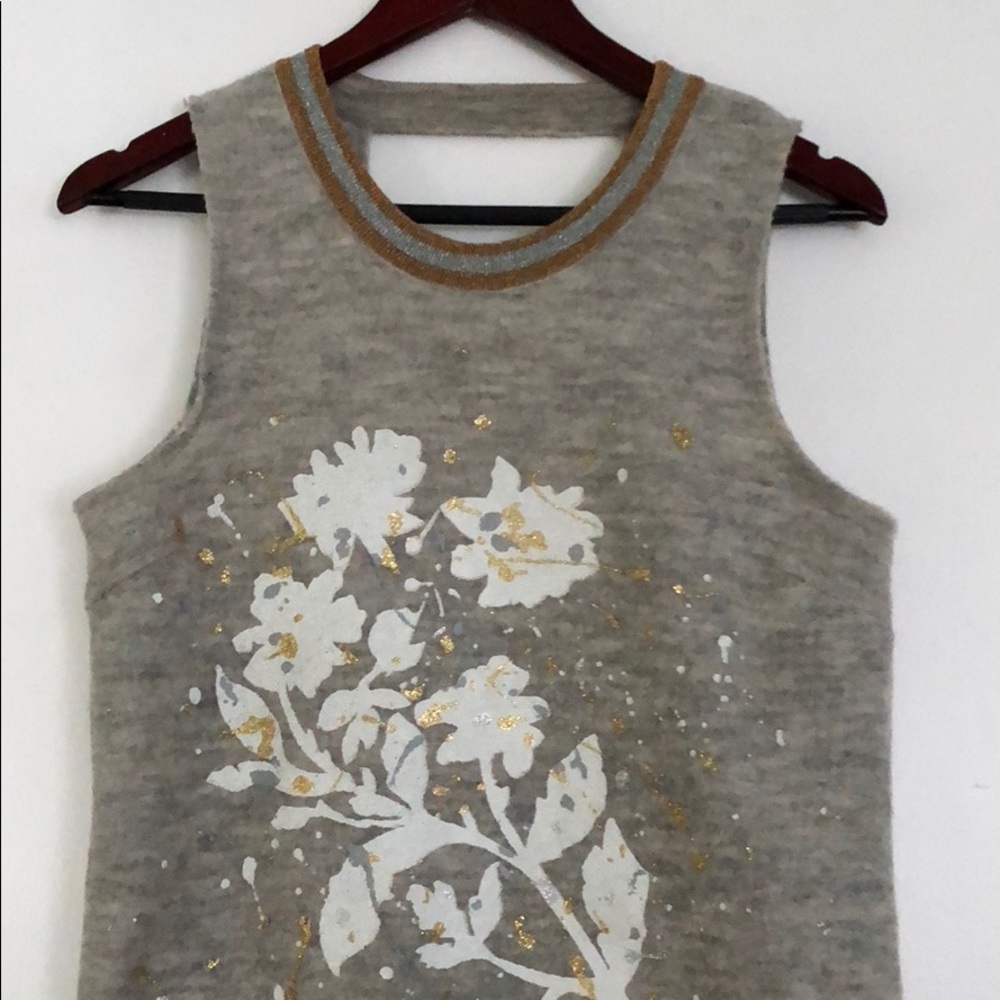 Anthropologie grey Wool dress w/application